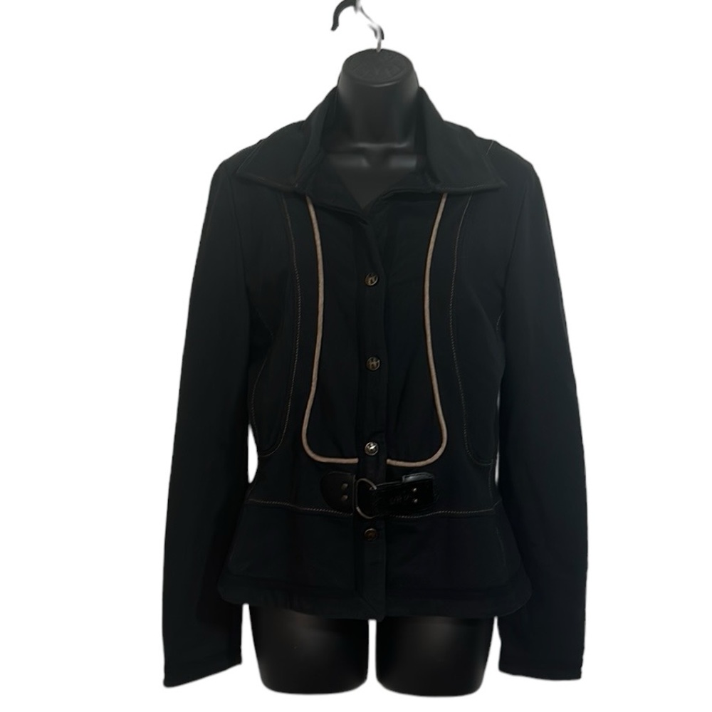 OHDD Made in Italy Designer Black Cropped Snap Front Jacket Sz 10